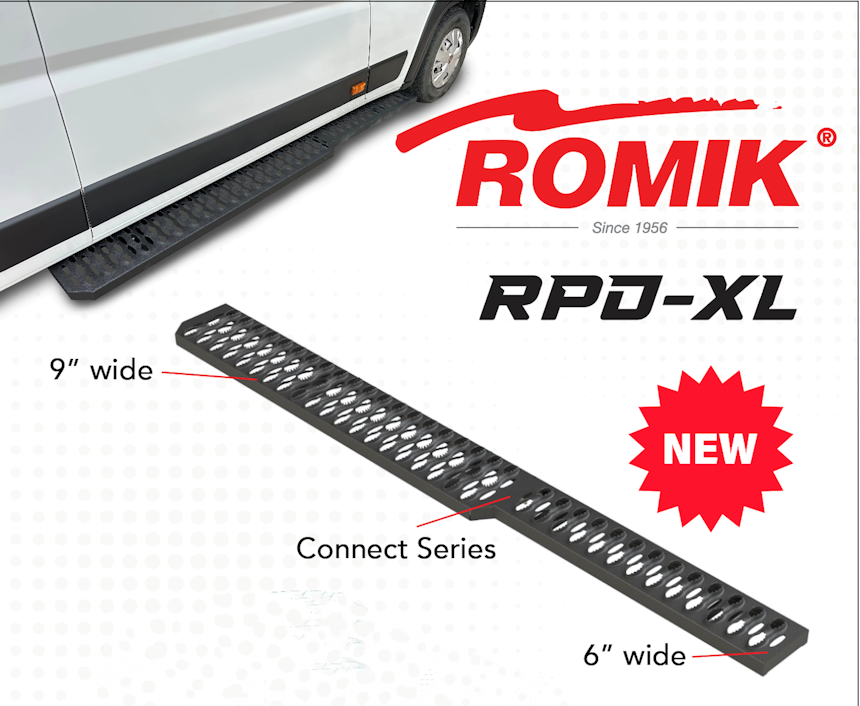 RomikUSA's tweet image. 2025 RAM ProMaster with RPD-XL running boards. Safety for your fleet, bed liner coated, HD construction for all types of usage. See more at Romik.com #RAMProMaster #MBSprinter #FordTransit #VanLife #Overlanding #Fleetvans #Fleetsafety