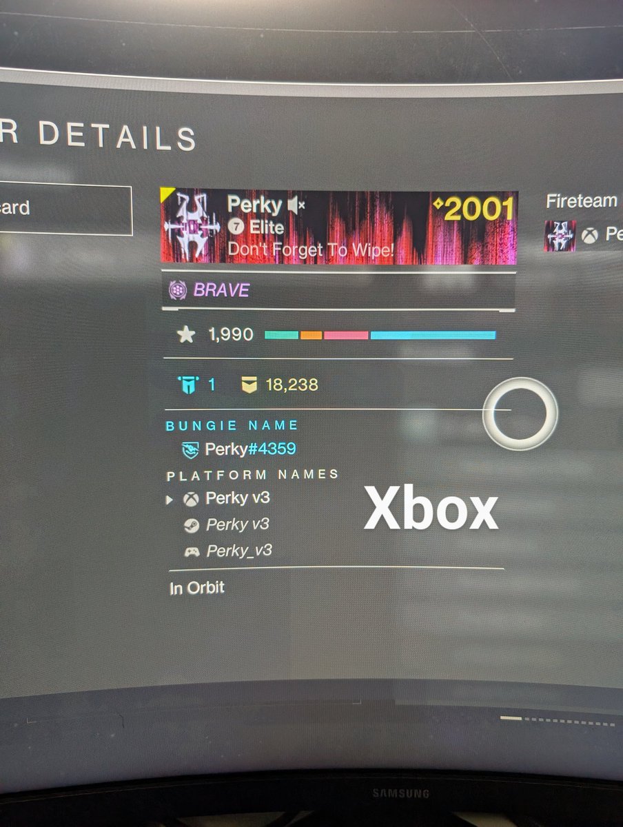 ButtDerek's tweet photo. @BungieHelp @Bungie 
I've recently started playing D2 on PC after a long time playing on both Xbox and PS. My Bungie name on PC does not match my others, it's all linked to one Bungie account. 
I don't have cross save on, and didn't need to to have Xbox and PS names match? https://t.co/UQbsB9QfKA