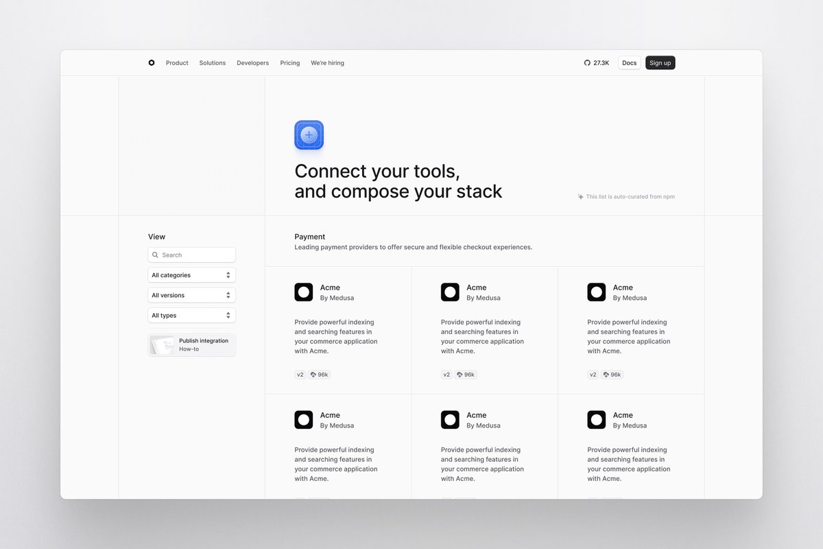 ludvigrask_'s tweet image. Playing around with the @medusajs integrations page 🧹