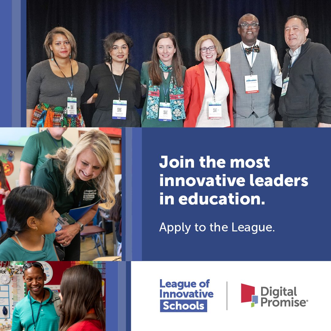 Verizon Innovative Learning Schools (@dpvils) on Twitter photo Calling all #EdLeaders! Are you ready to collaborate, learn * lead alongside the most forward-thinking leaders in education? Apply to join <a href="/DPLeague/">League of Innovative Schools</a>, <a href="/DigitalPromise/">Digital Promise</a>’s national network of innovative school districts. Learn more & apply by April 30: bit.ly/2todaff #DPLIS Calling all #EdLeaders! Are you ready to collaborate, learn * lead alongside the most forward-thinking leaders in education? Apply to join <a href="/DPLeague/">League of Innovative Schools</a>, <a href="/DigitalPromise/">Digital Promise</a>’s national network of innovative school districts. Learn more & apply by April 30: bit.ly/2todaff #DPLIS