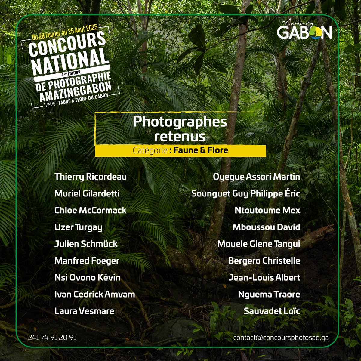 Nous avons le plaisir de vous dévoiler les talents sélectionnés pour cette 4eme edition #amazinggabon 

Félicitations à tous ! 💚💛💙

Un grand merci à tous les participants pour leurs incroyables clichés mettant en valeur #gabon 
 #concoursphotoag #edtion4 #photo #photographer