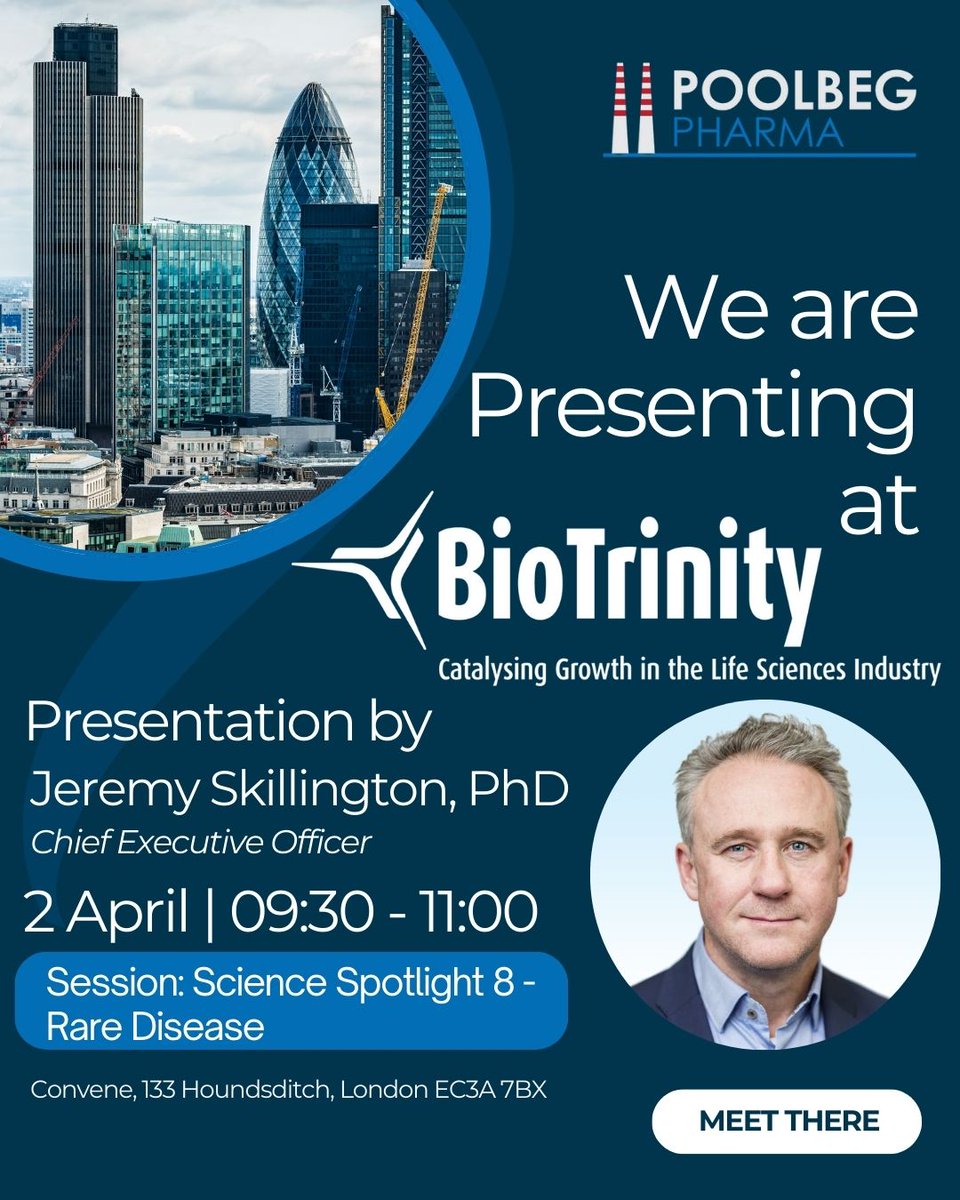 PoolbegPharma's tweet image. A reminder that Our Chief Executive Officer will be presenting our exciting POLB 001 data &amp;amp; Oral GLP1 agonist today at @OBN_UK&apos;s #BioTrinity in London.

👉 Session: Science Spotlight 8 - Rare Disease

Meet Jeremy there to learn more about our programmes.

Learn more:…