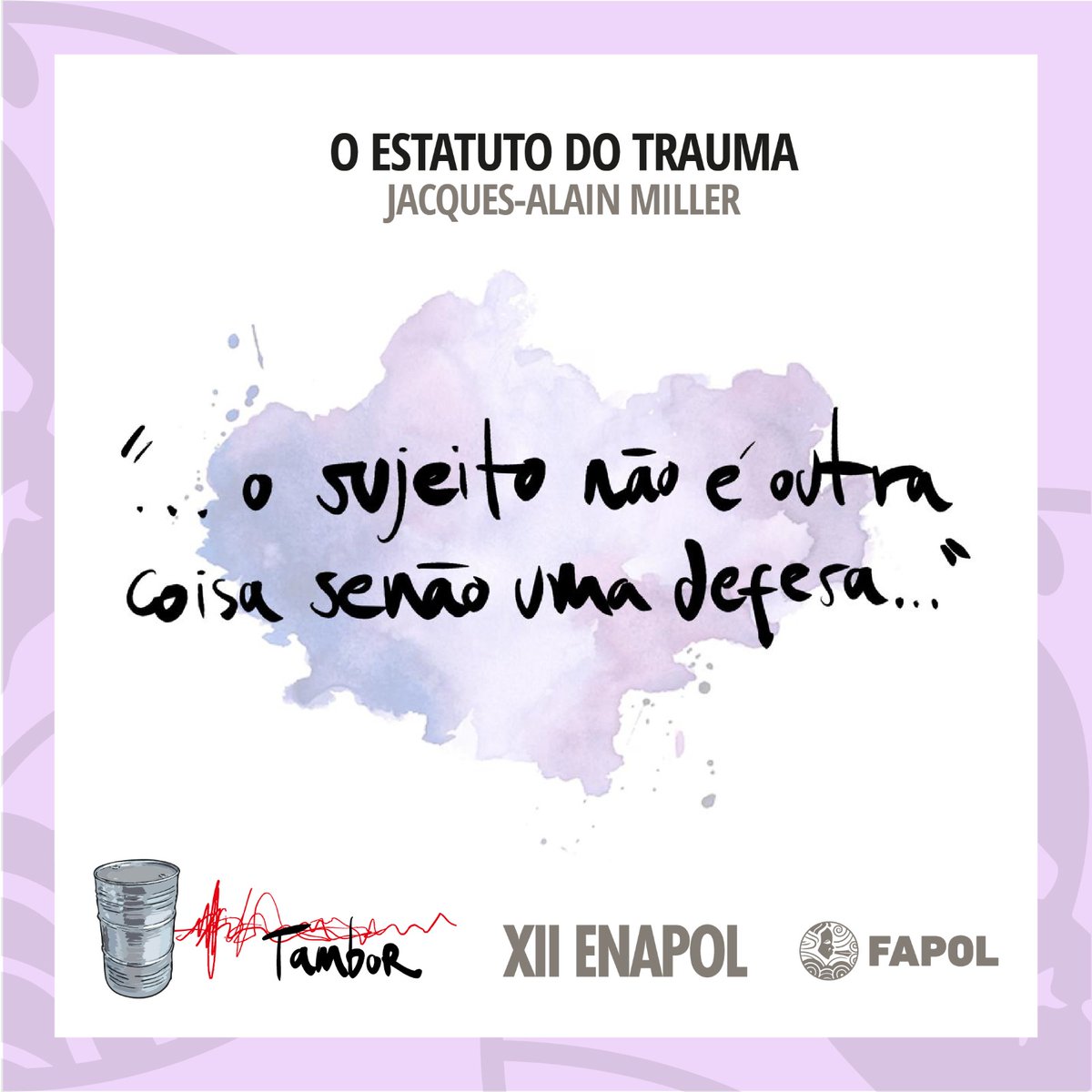 fapol_enapol's tweet photo. Texto da Orientação Lacaniana do XII Enapol.O estatuto do Trauma,Jacques-Alain Miller
Acesse no site:O ESTATUTO DO TRAUMA-XII ENAPOL

Texto de la Orientación Lacaniana del XII Enapol.El estatuto del trauma,Jacques-Alain Miller.
Acceda al sitio:EL ESTATUS DEL TRAUMA-XII ENAPOL https://t.co/OOjWI1Blqn