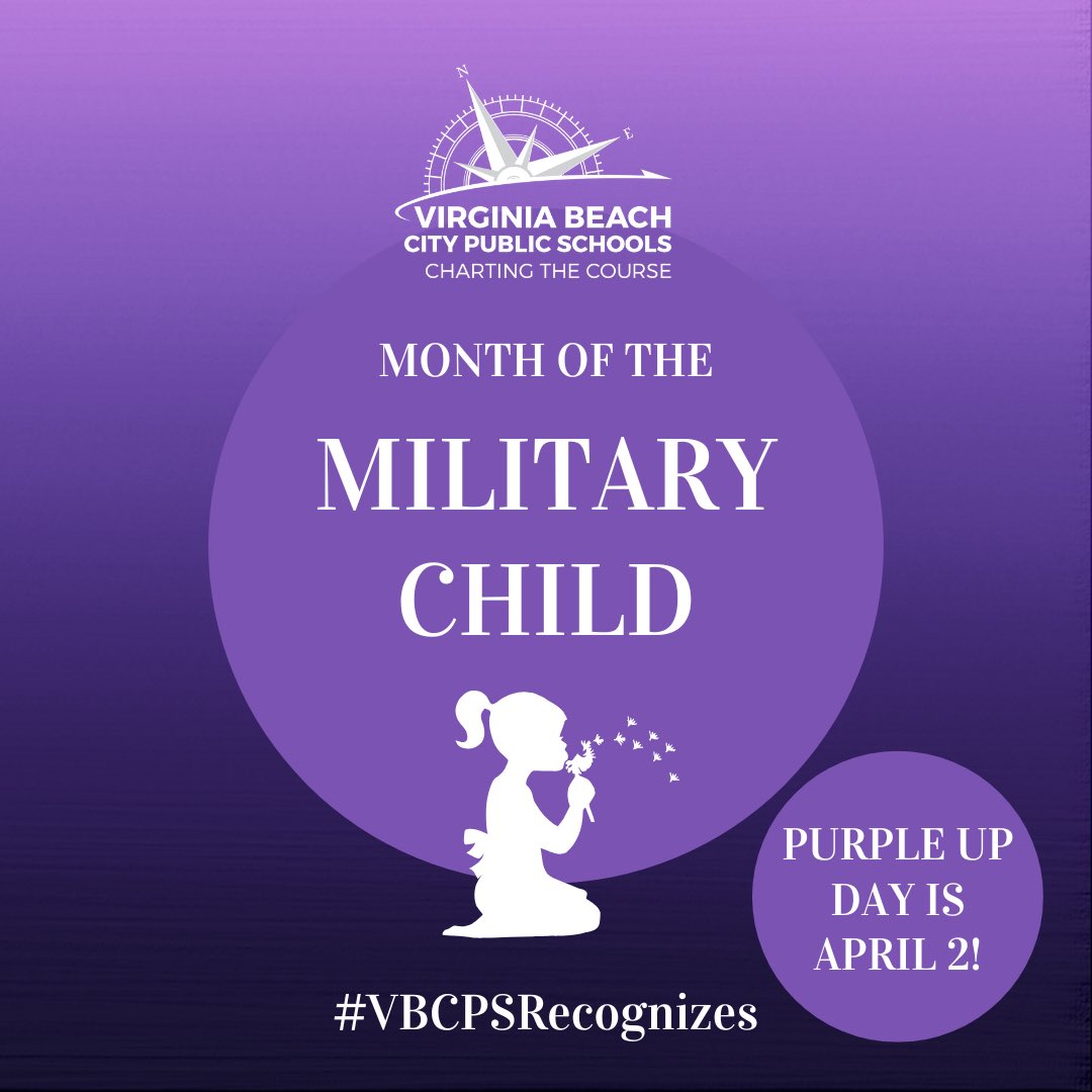 🌟💜 April is here, and VBCPS proudly recognizes the Month of the Military Child. Our 16,000 military-connected students inspire us daily with their incredible strength and resilience. ✨💪