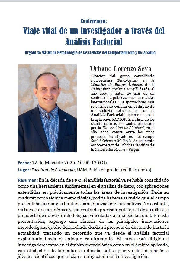 Aviso importante: 
La conferencia ha cambiado de lugar.
Será en el SALÓN DE GRADOS ANGEL RIVIERE, a la misma hora.

Adjuntamos el anuncio correcto: