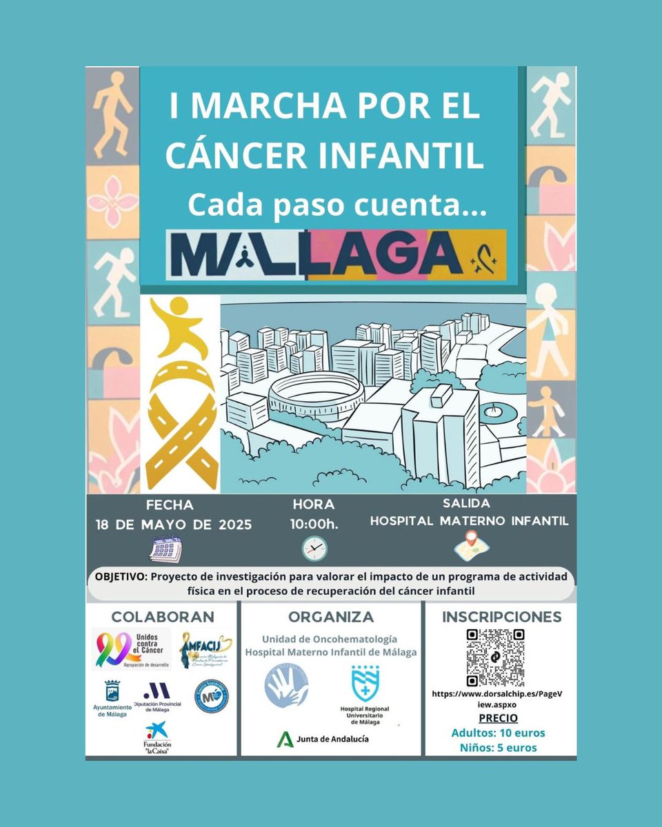 Hospital Regional Universitario Málaga (@hregionalmalaga) on Twitter photo 🎗️ 🏃El próximo 18 de mayo, únete a la I Marcha Solidaria por el Cáncer Infantil organizada por la Unidad de Hemato-Oncología de nuestro hospital.
🔗 ¡Inscríbete ya! 👉 lc.cx/Sld9GR
#CáncerInfantil
#SomosHRegional
#HRUMContigoSiempre
<a href="/MalagaJunta/">MálagaJunta</a>
<a href="/saludand/">Consejería de Salud y Consumo</a> 🎗️ 🏃El próximo 18 de mayo, únete a la I Marcha Solidaria por el Cáncer Infantil organizada por la Unidad de Hemato-Oncología de nuestro hospital.
🔗 ¡Inscríbete ya! 👉 lc.cx/Sld9GR
#CáncerInfantil
#SomosHRegional
#HRUMContigoSiempre
<a href="/MalagaJunta/">MálagaJunta</a>
<a href="/saludand/">Consejería de Salud y Consumo</a>