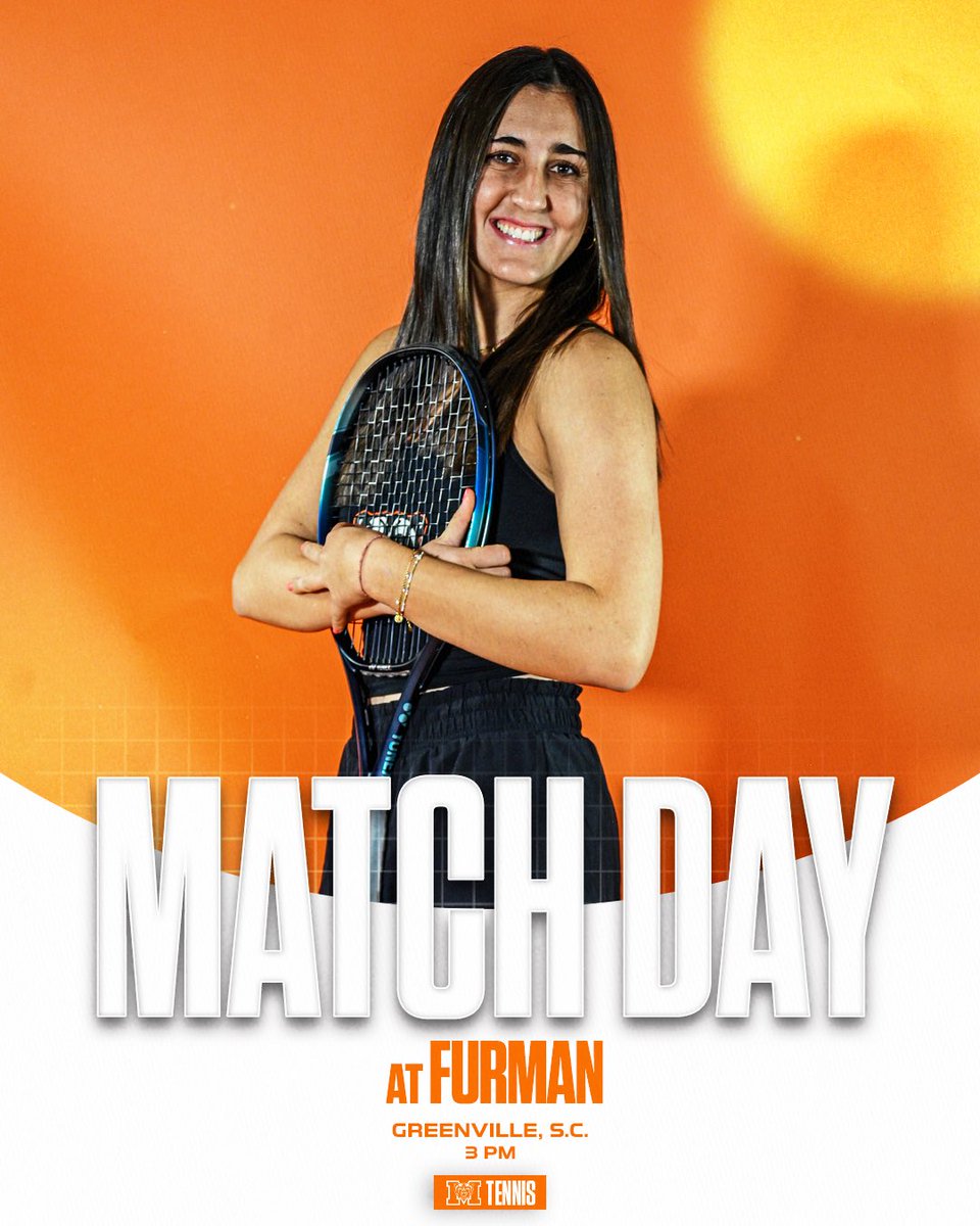 Match Day on the road against the Paladins!

🆚 Furman
🕒 3 p.m.
📍 Greenville, S.C.
🏟️ Mickel Tennis Center
📊 Live Stats: rb.gy/10myym

#GoBears