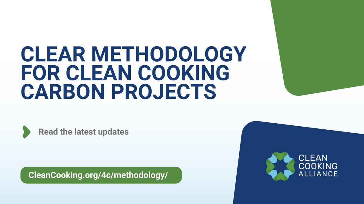📢 Update on CLEAR Methodology for crediting #carbon reductions from #CleanCooking:
✔️ Comments from <a href="/goldstandard/">Gold Standard</a> addressed
✔️ Many technical appendices completed
✔️ Many components incorporated into Verra VM50
⏩ Will be submitted to <a href="/UNFCCC/">UN Climate Change</a>  

👉 cleancooking.org/4c/methodology/