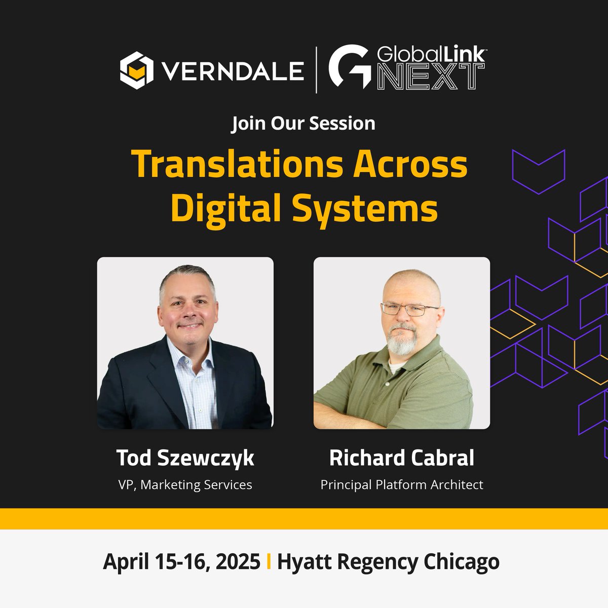 Great events deliver two things: game-changing ideas and meaningful connections. As a #GlobalLinkNEXT sponsor, we're bringing both.

👉 Catch Tod and Richard for fresh takes on integrating translations across key systems and the importance of translations for driving engagement.