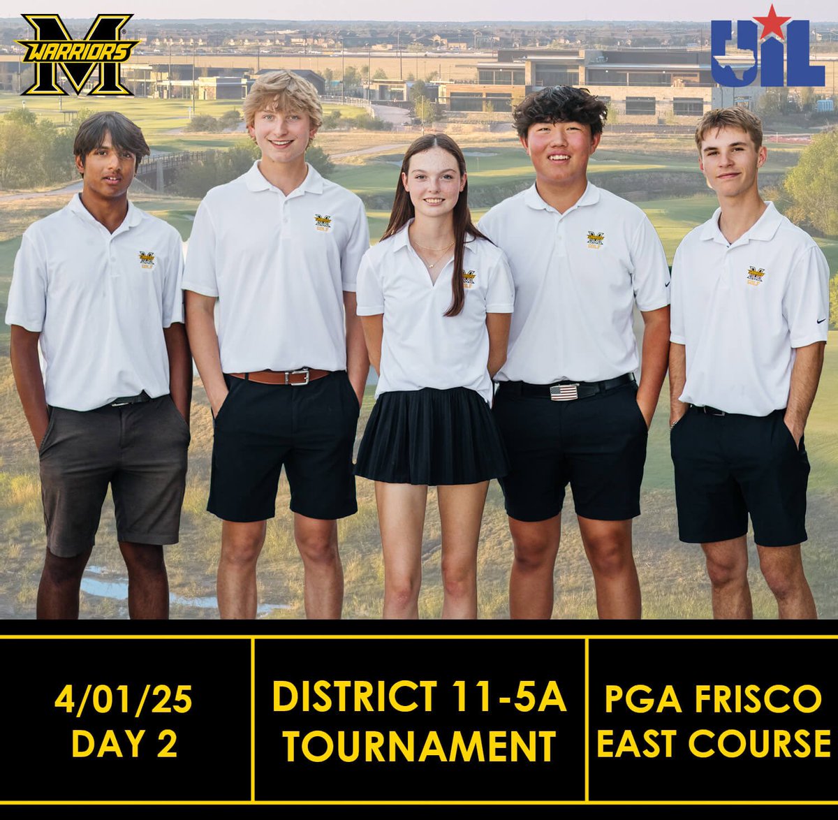 MHS Warrior Golf (@mhswarriorsgolf) on Twitter photo Day 2 of District 11-5A Tournament. Wish our kids GOOD LUCK in the final round at PGA Frisco today! Hoping to advance to Regionals! GO WARRIORS!
<a href="/MemoWarriors/">Memorial Athletics</a>
@2018Memorial Day 2 of District 11-5A Tournament. Wish our kids GOOD LUCK in the final round at PGA Frisco today! Hoping to advance to Regionals! GO WARRIORS!
<a href="/MemoWarriors/">Memorial Athletics</a>
@2018Memorial
