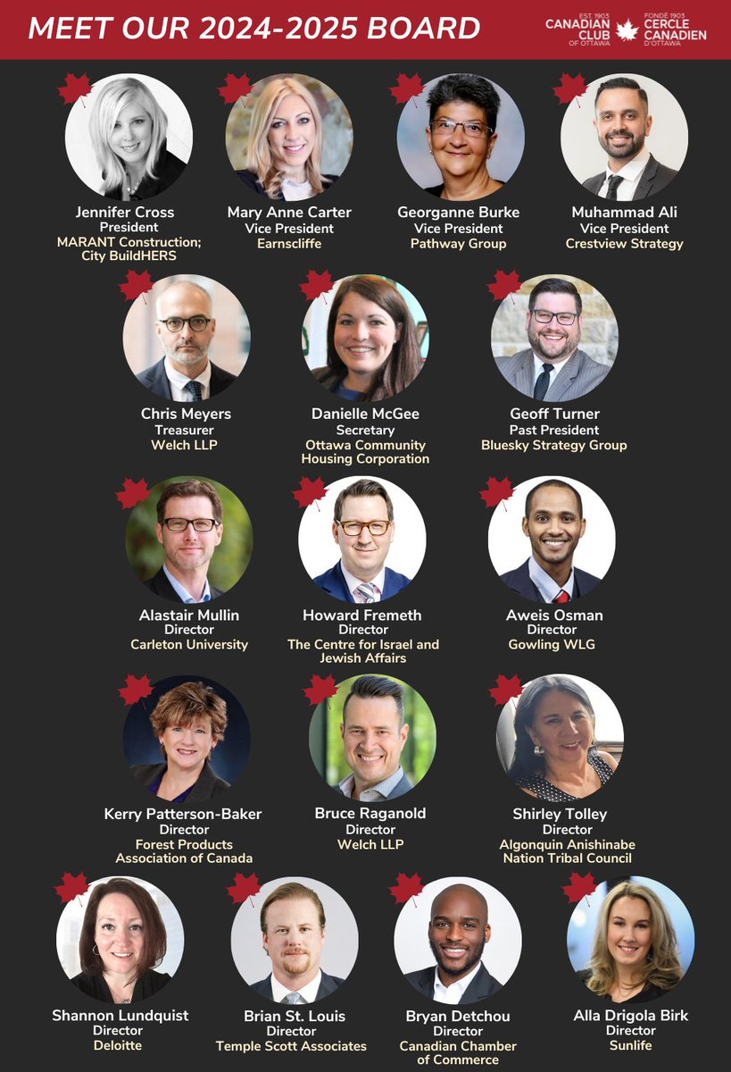 Canadian Club Ottawa (@cdnclubottawa) on Twitter photo In uncertain times, open dialogue is essential. We're grateful for our incredible Board for bringing bold &innovative voices to the podium. Their vision keeps Ottawa a hub for meaningful conversation + action. 🇨🇦
— <a href="/Jennifercross/">Jennifer Cross</a>, President
Meet our Board: canadianclubottawa.ca/pages/meet-the… In uncertain times, open dialogue is essential. We're grateful for our incredible Board for bringing bold &innovative voices to the podium. Their vision keeps Ottawa a hub for meaningful conversation + action. 🇨🇦
— <a href="/Jennifercross/">Jennifer Cross</a>, President
Meet our Board: canadianclubottawa.ca/pages/meet-the…