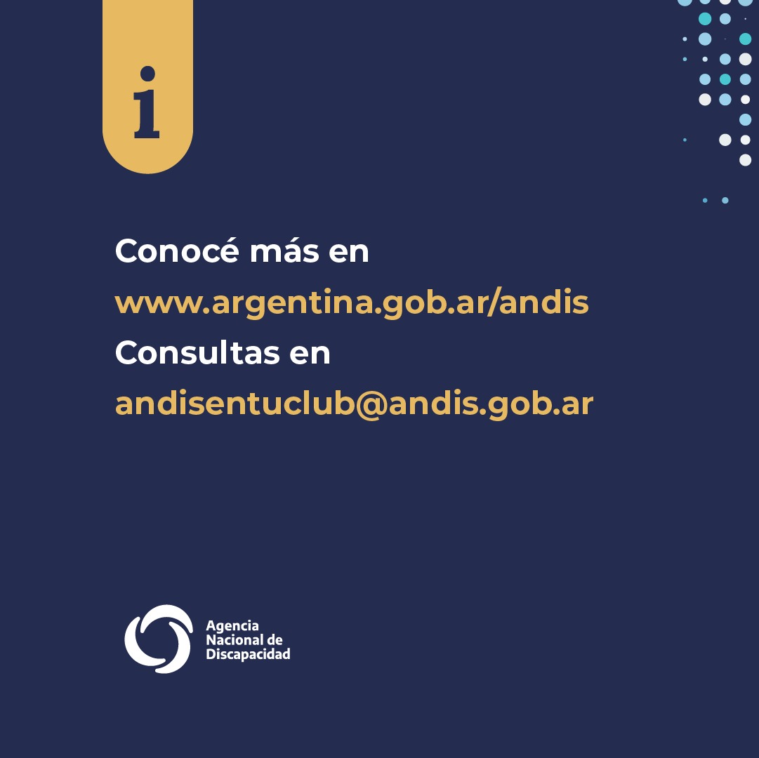 ANDIS_Arg's tweet photo. ¿Sabés qué es ANDIS en tu club?

Es un programa de la #ANDIS que se enfoca en promover el deporte como herramienta de inclusión y en garantizar que las instalaciones de los clubes del país sean accesibles para todas las personas.

Más información: https://t.co/6kqfKlaaYV https://t.co/6QbmcJNdrw