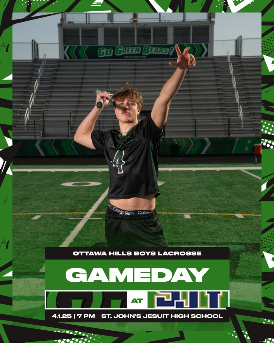 Boys lacrosse heads to St. John's tonight to battle the Titans under the lights! #GreenBearNation