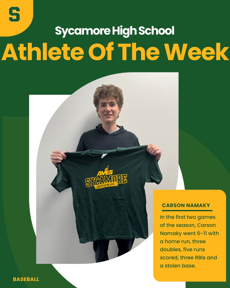 Congratulations to Adeline, Ryan, and Carson for earning Athlete Of The Week this week 😎🎉✈️🥎⚾️🥍 Keep Up All The Hard Work this season! 

#GoAves 🟡🟢
