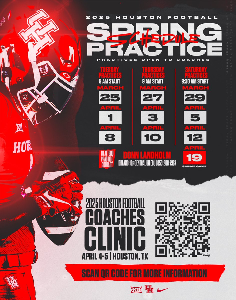 GHFCA Houston (@ghfcahouston) on Twitter photo Come check out <a href="/UHCougarFB/">Houston Football</a> for their spring practices and they are hosting a Coaches Clinic this weekend April 4-5 on campus. See graphic for all details. #txhsfb Come check out <a href="/UHCougarFB/">Houston Football</a> for their spring practices and they are hosting a Coaches Clinic this weekend April 4-5 on campus. See graphic for all details. #txhsfb