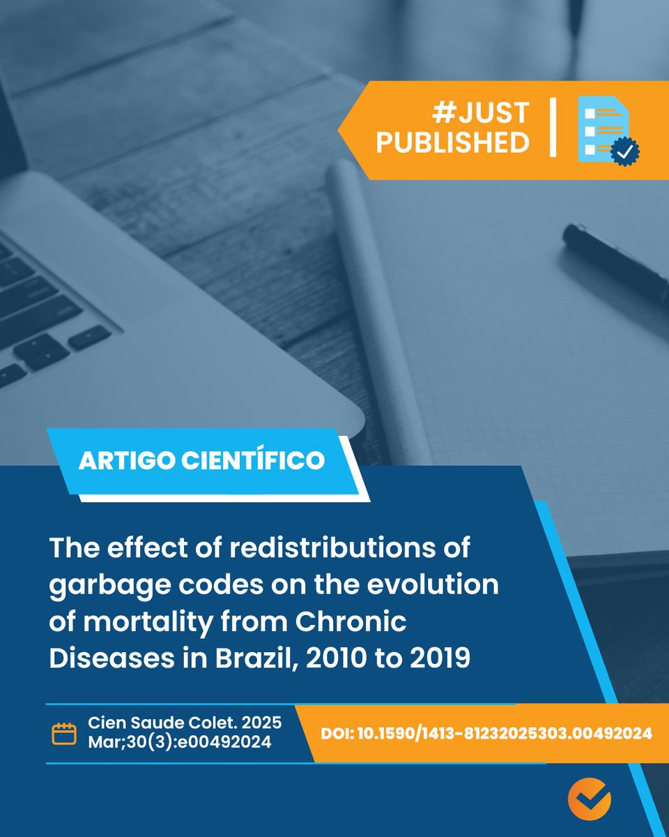 Artigo recém publicado! #JustPublished

Título: The effect of redistributions of garbage codes on the evolution of mortality from Chronic Diseases in Brazil, 2010 to 2019

Acesse: pubmed.ncbi.nlm.nih.gov/40136158/