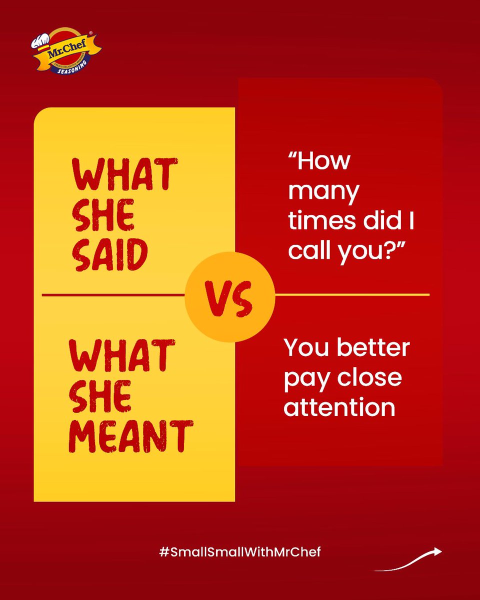MrChefNigeria's tweet photo. It’s still the season of celebrating mothers, and yes, they have their own language.
Which of these classic phrases has your mom said? Tell us in the comments, Chef Chef!
#ChefChef #MrChefNigeria #MrChefseasoning #SmallSmallwithMrChef https://t.co/VBQUxVPIWg