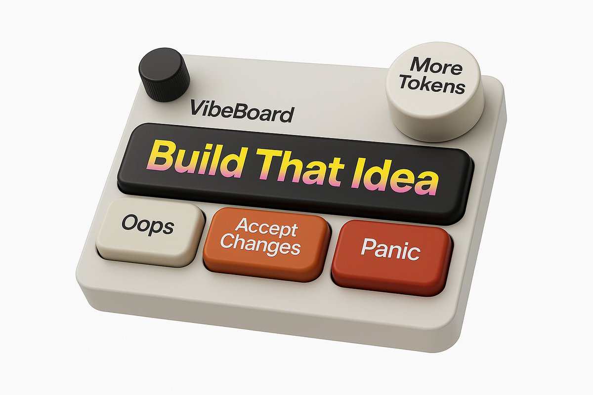 Big News! We're excited to introduce VibeBoard, the world's first keyboard for vibe coders.

We've removed everything you don't need so you can ship faster.

Limited drop coming Q3 2025.

Pre order now at buildthatidea.com/vibeboard