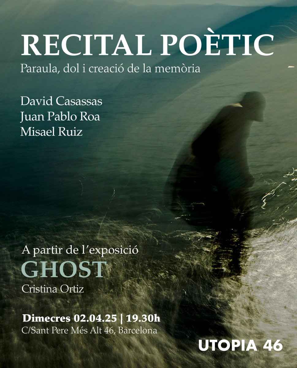 “I allí acaba la riba, segons crec”. Recital poètic al voltant de la paraula, el dol i la creació de la memòria, amb la participació de <a href="/RoaDelgadoEdit/">Juan Pablo Roa</a>, Misael Ruiz i David Casassas. Poemes inèdits i algun d’èdit. Us esperem demà dimecres a <a href="/Utopia126/">Utopia46</a> (Sant Pere Més Alt, 46).