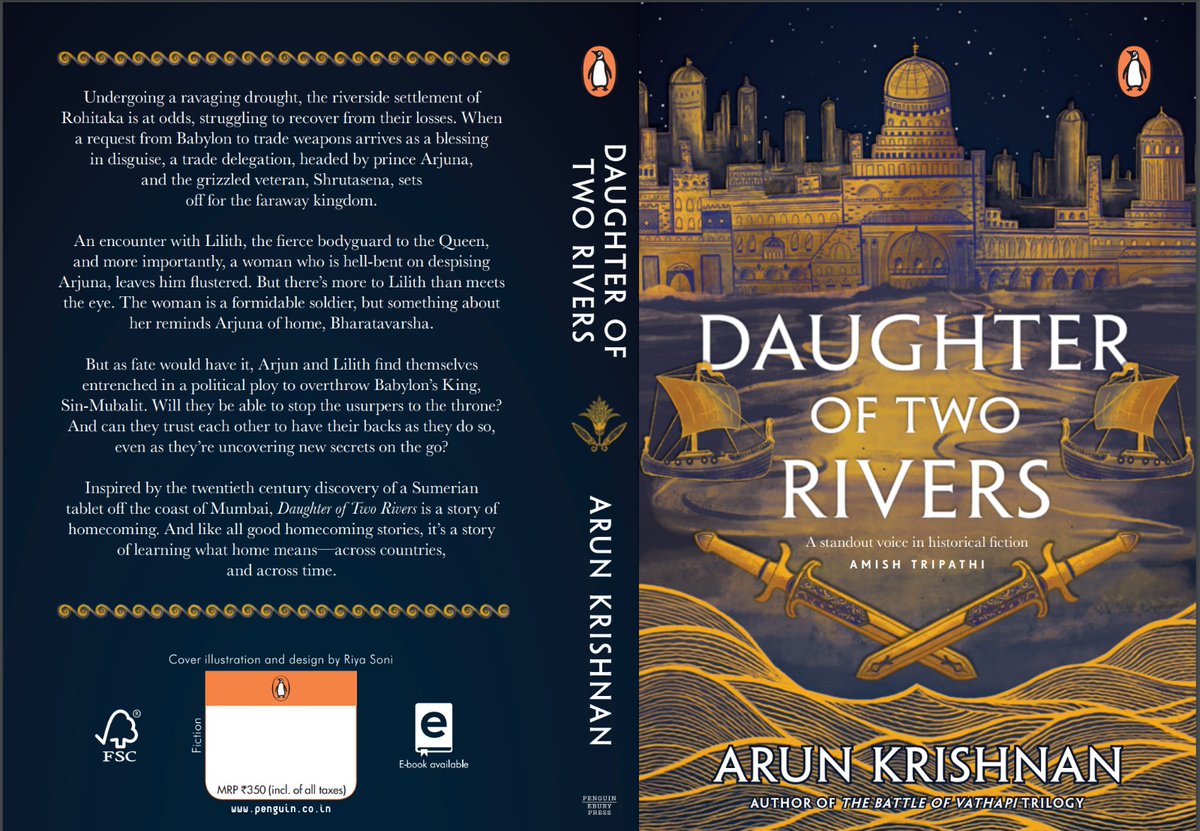 ArunKrishnan_'s tweet image. Folks, glad to announce that my 4th book, Daughter of Two Rivers, published by @PenguinIndia, is now available for PRE-ORDER!!! LINKS BELOW.

The book is set in 1800 BCE and spans the Sindhu-Saraswati and Babylonian Civilizations. The book was inspired by a Sumerian tablet that I…