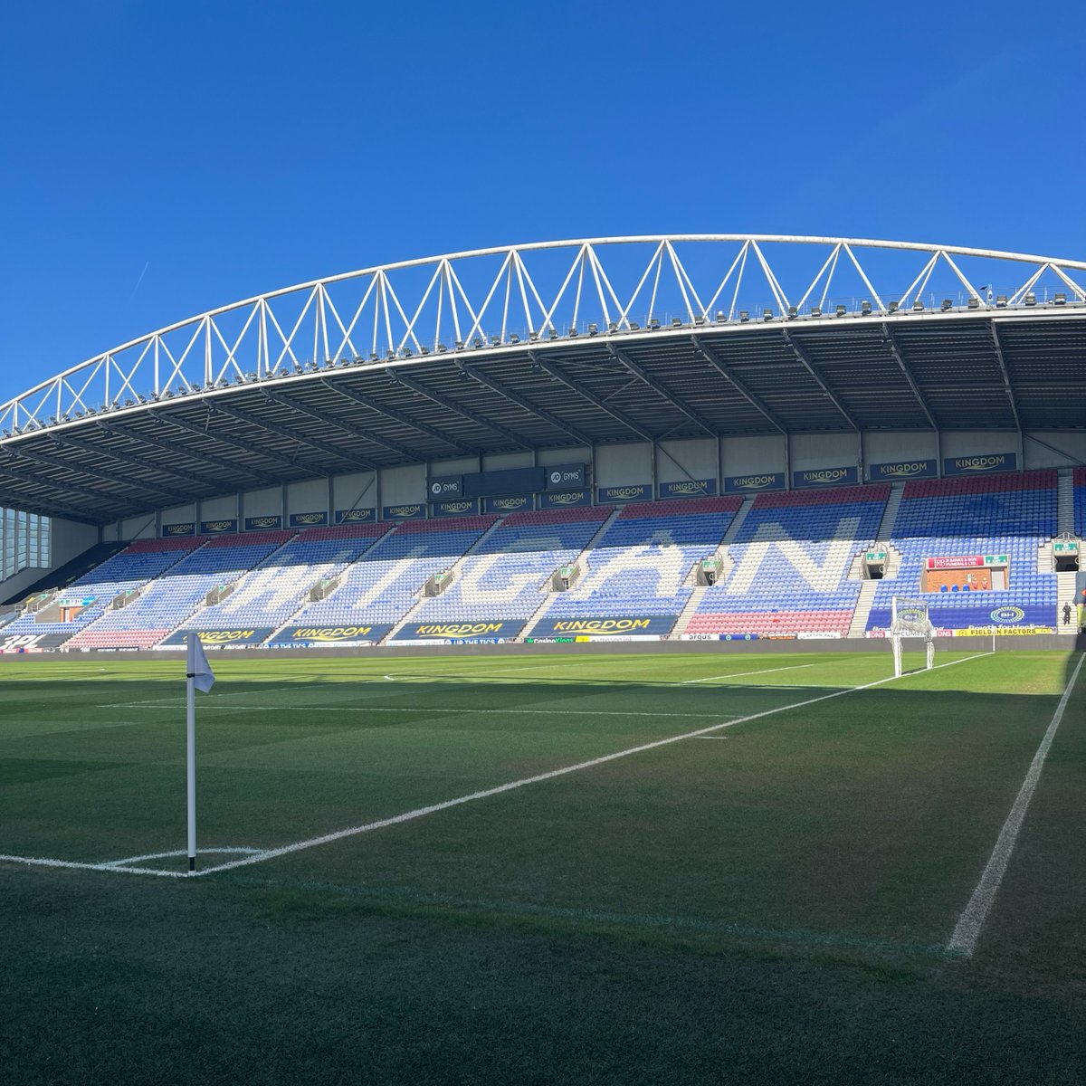 Derby day at The Brick Community Stadium!⚽🔥

Wigan Athletic take on Bolton tonight, and we can’t wait to welcome you all. If you’re heading to the game, take extra care when travelling and give yourself plenty of time to get here safely.💙🤍 

#WAFC #WiganAthletic  #Matchday