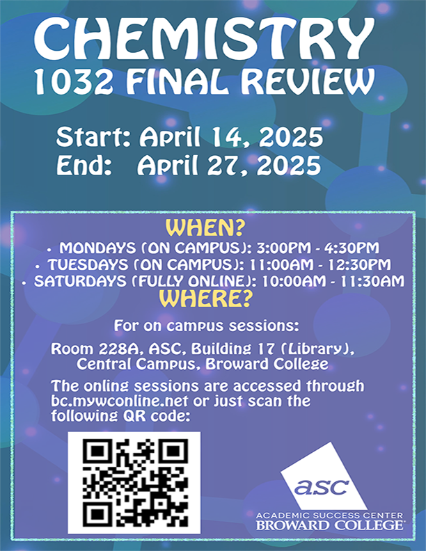 bc_asc's tweet photo. The STEM Center will have reviews for Chemistry 1032 and 1045 beginning April 14 https://t.co/0m0iMgznnI