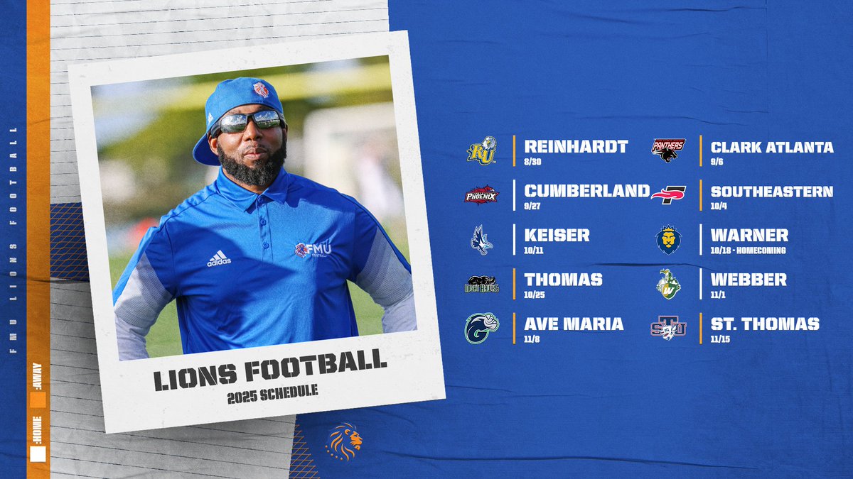 🚨 BREAKING NEWS 🚨 <a href="/FMULionsFB/">FMU Lions Football</a> releases schedule for 2025 season!

<a href="/FLMemorialUniv/">Florida Memorial University</a> It's Our Time! 🦁🏈

*(subject to change with potential games in the works)

#fmu #Lions #hbcu #football #MiamiGardens #NAIA #NAIAfootball #SouthFlorida #Miami #FMULions #hbcufootball #itsourtime
