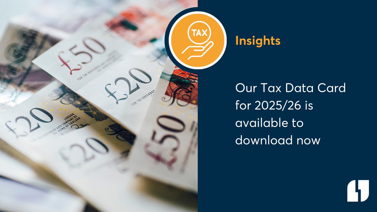 With the new tax year fast approaching, you can find our Tax Data Card for 2025/26 below.

Click here: bit.ly/4275ePt