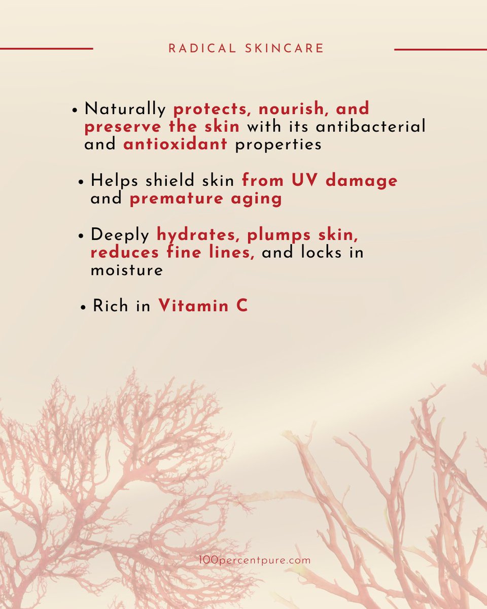 Learn about the power of Red Algae—a skincare superfood packed with antioxidants and Vitamin C to protect, nourish, and hydrate your skin.

#RadicalSkincare #RedAlgae #AgelessGlow #HydratedSkin