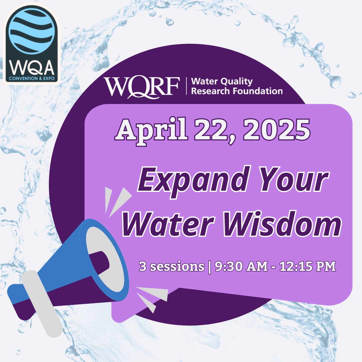 WQRFoundation's tweet photo. 📚Expand Your Water Wisdom at Convention!

Join us on April 22, 2025, at the WQA Convention &amp; Expo for a special WQRF education track featuring three insightful sessions from 9:30 AM – 12:15 PM.

#WQA2025 #WQRF #WaterWisdom https://t.co/2a6ukmxqoo