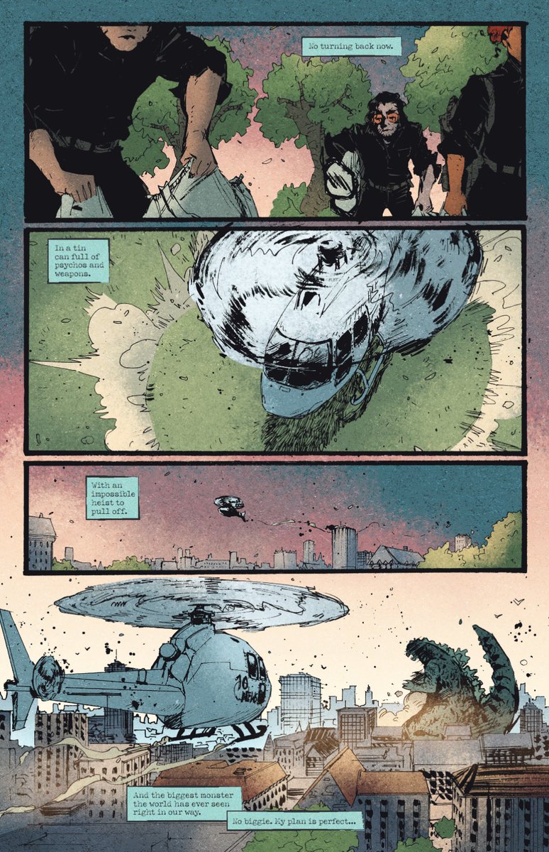 IDWPublishing's tweet photo. One crew, one #Godzilla, one city — can they make it across without getting smashed?!

Get a preview of #GodzillaHeist #2 before it's on sale!

Find more art on @ComicBooklive: https://t.co/rV1XETn4W0

Godzilla: #Heist #2 is in LCS TOMORROW!

#GodzillaComics  @godzilla_toho https://t.co/6WnE4WGEcp