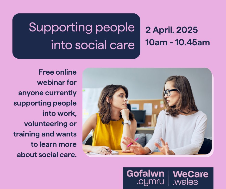 Are you supporting someone who wants to learn more about social care? 🤔

Join our free online session at 10am tomorrow! 

Learn more about how we can help you and sign up here 👉 wecare.wales/training/progr…