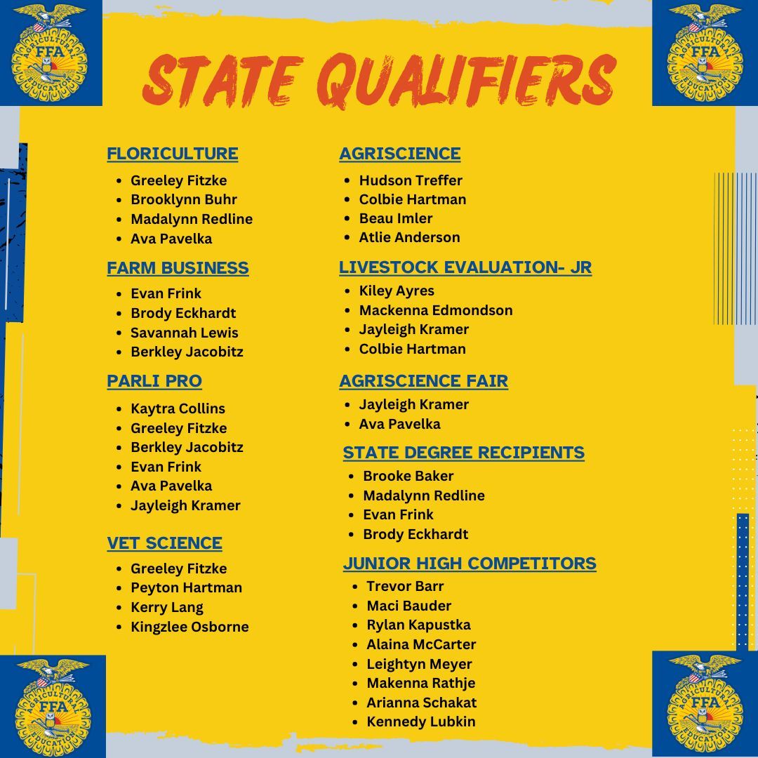 Wishing the best of luck to our state competitors this week!