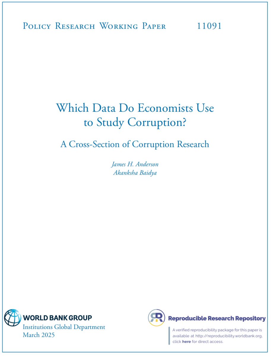 James Anderson (@jimnosredna) on Twitter photo Which data do economists use to study #corruption? We examined 339 published articles from 2022 to provide a systematic answer.
New World Bank research: openknowledge.worldbank.org/entities/publi…
<a href="/wbg_gov/">World Bank Gov</a> <a href="/wb_research/">World Bank Research</a> Which data do economists use to study #corruption? We examined 339 published articles from 2022 to provide a systematic answer.
New World Bank research: openknowledge.worldbank.org/entities/publi…
<a href="/wbg_gov/">World Bank Gov</a> <a href="/wb_research/">World Bank Research</a>