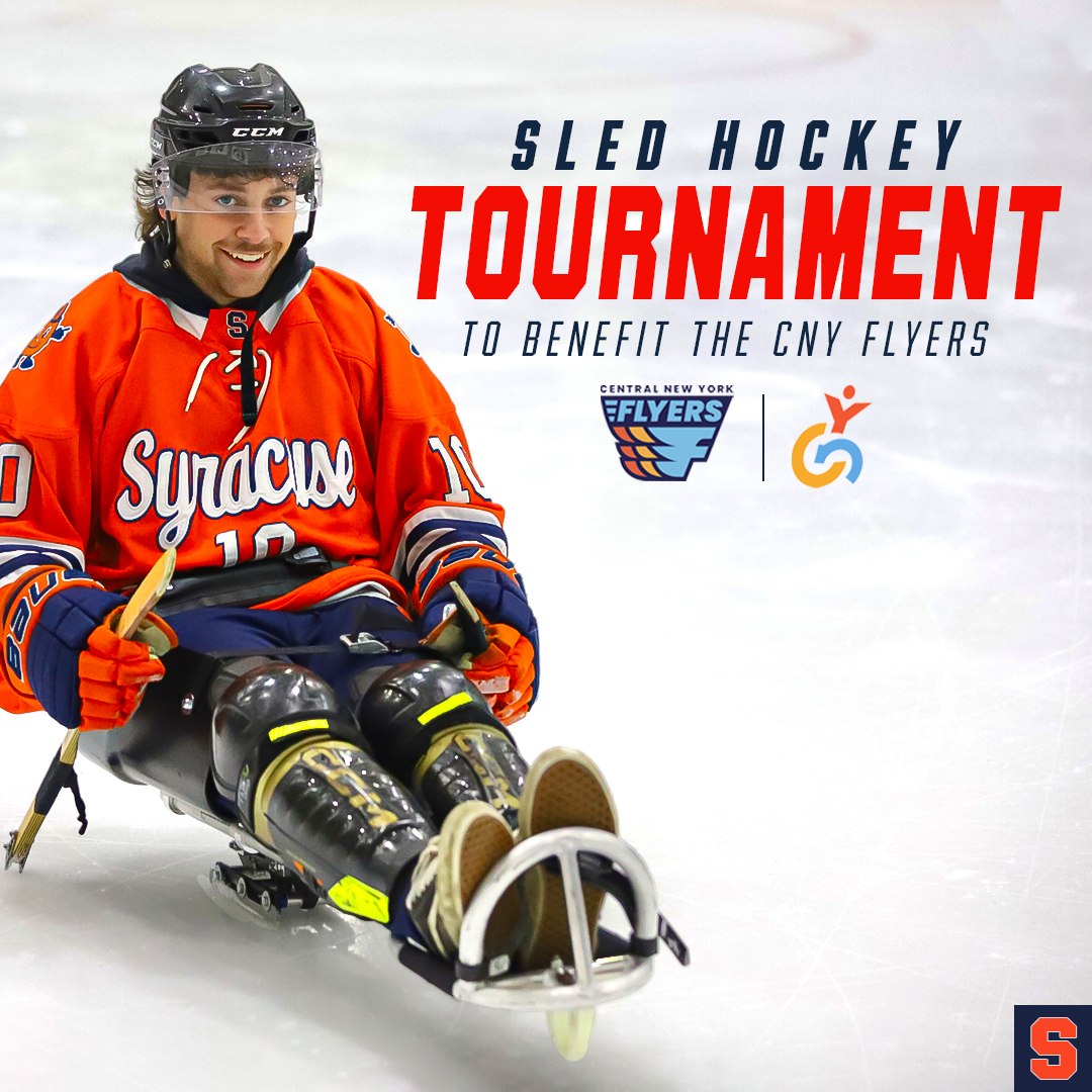 SLED HOCKEY TOURNEY‼️

The Syracuse Mens Hockey program is hosting a sled hockey tournament on Sunday, April 13th from 11:30am-5:00pm. All proceeds benefit the CNY Flyers sled hockey team!

Sign-up here: tinyurl.com/mwvj6yh6

Donate here: tinyurl.com/38xprkyv