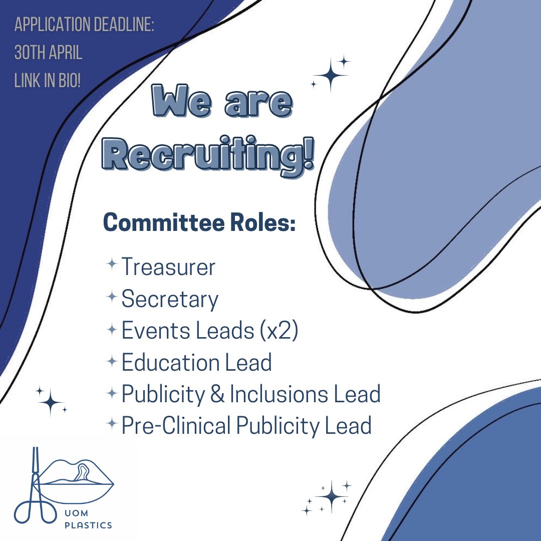 uomplastics's tweet image. Committee Applications Open! 

Passionate about plastic &amp;amp; reconstructive surgery? Want to join a friendly, dynamic team? Now’s your chance!
We have a range of roles available—check out the descriptions in our application form &amp;amp; Linktree. Apply now! 💉✨

linktr.ee/uomplasticsurg…