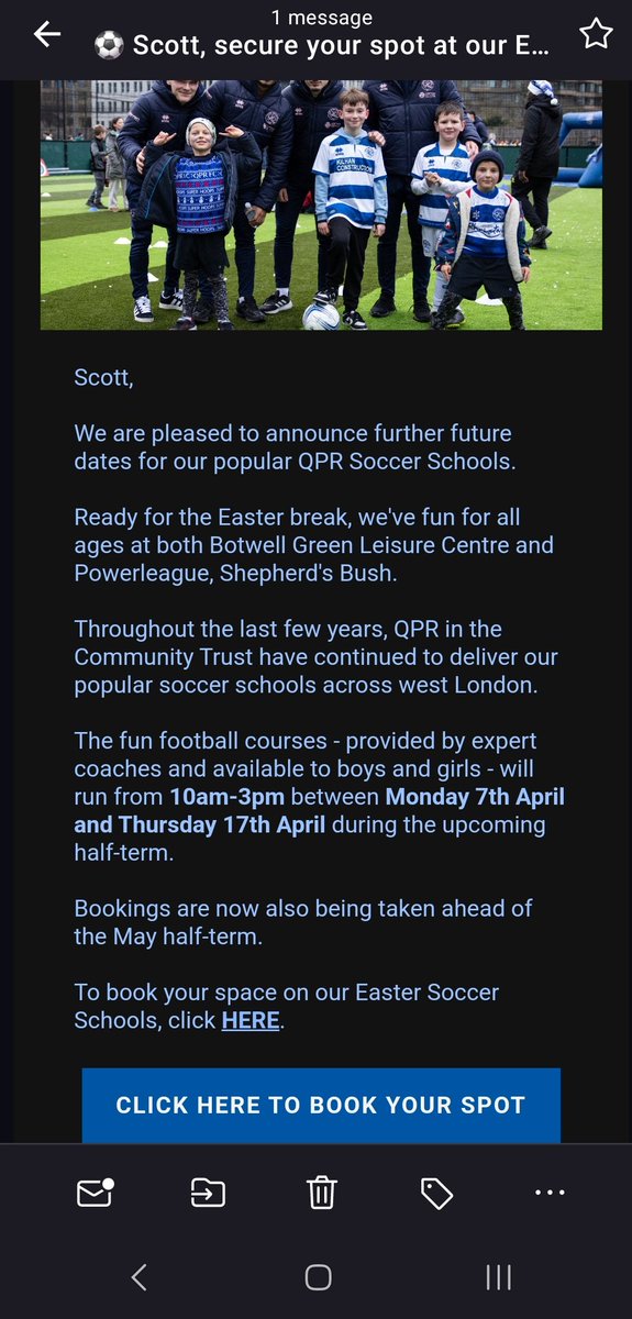 ScottJonesy's tweet photo. The last soccer school I went on was run by @MartinAllen1965 and @petercrouch was on it with me (dunno what happened to him...)
Hola @QPR I think my skill level isn't going to get much better at my age. I am available for penalty advice though...
#QPR #OldBastard https://t.co/uGENevPrGK
