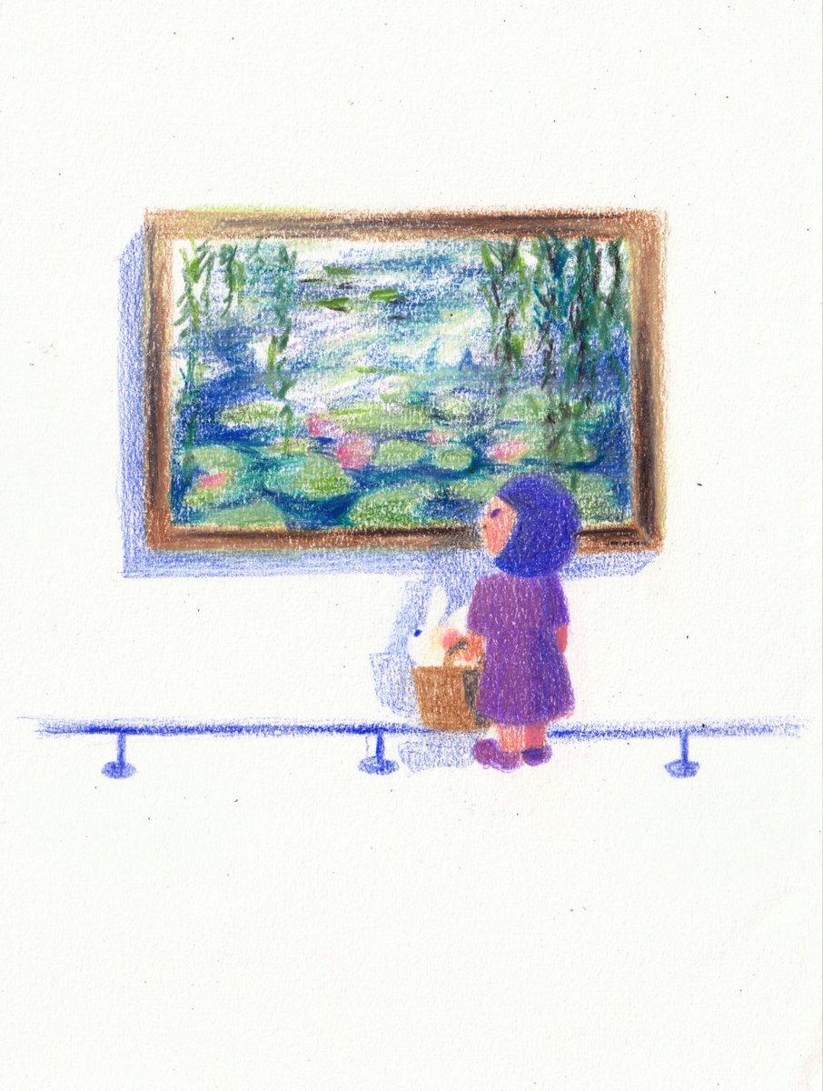 the reference (Monet) / the illustration🌷🌱🖼️ 
#みんなで楽しむTwitter展覧会 #イラスト 
#illustration #Monet #kidlit #일러스트 #絵