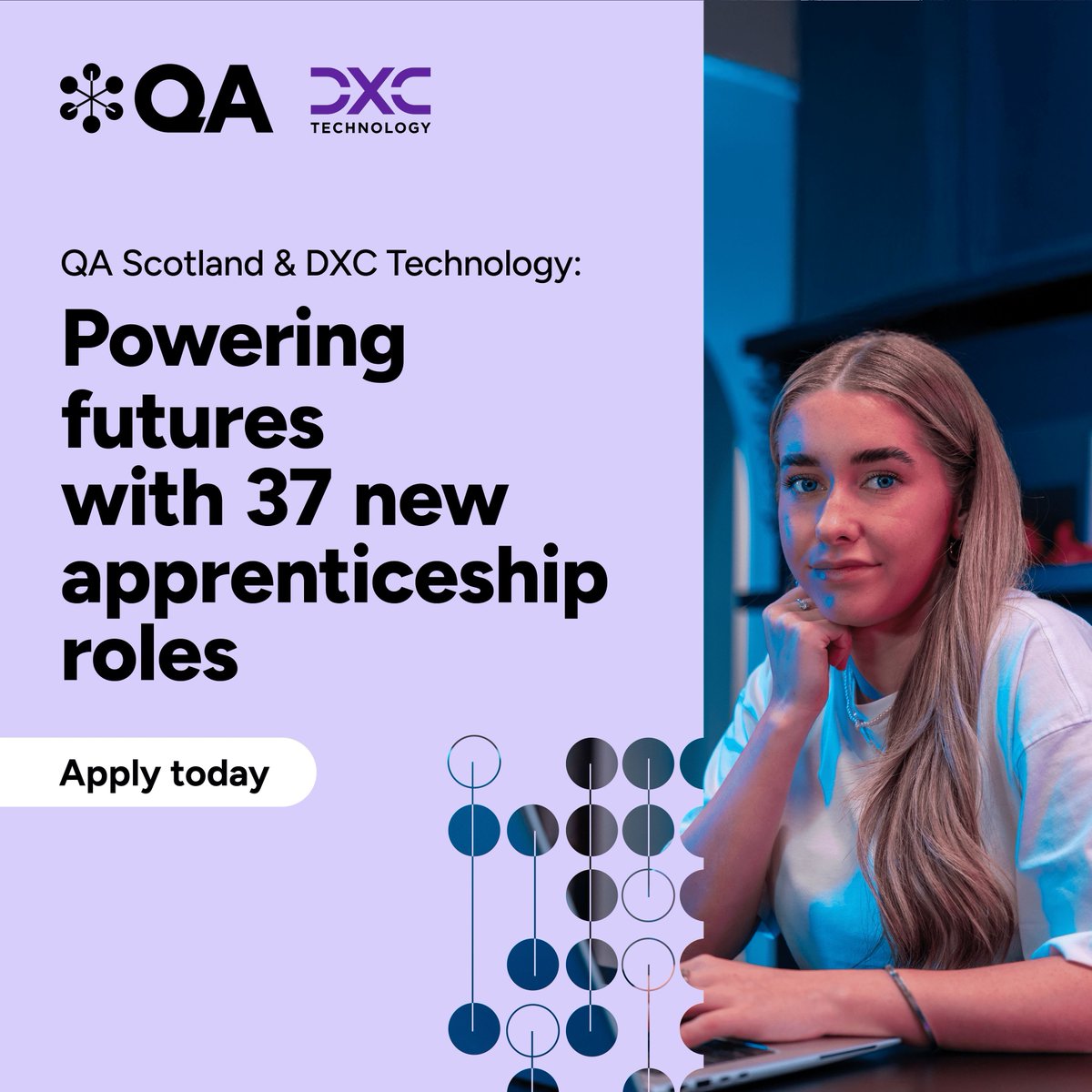 37 IT Apprenticeships with DXC Technology in Erskine! No qualifications needed—just a passion for tech.
💰 £18K salary | 🎓 SCQF Level 6 | 🌍 Work with a global tech leader
Interviews happening now, roles start in Sept! 
Apply now: bit.ly/4l2LnJZ