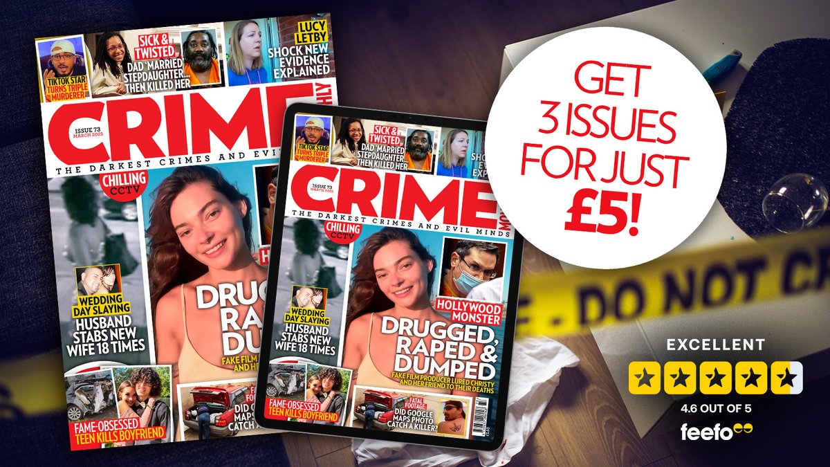 Satisfy your true-crime obsession this spring by subscribing to Crime Monthly Magazine today! Dive into the most gripping investigations, solved cold cases, expert interviews and so much more!

SAVE over 70% on shop prices 💥and get 3 issues for £5 here: bit.ly/43wvghI