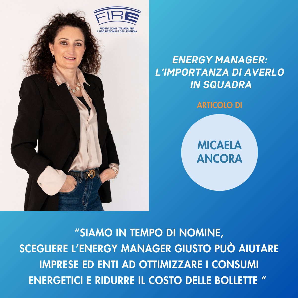L'energy manager: l'importanza di averlo in squadra
In questo articolo Micaela Ancora evidenzia alcuni casi di successo e ricorda la scadenza di nomina prevista per il 30 aprile p.v.

↪️blog.fire-italia.org/energy-manager…