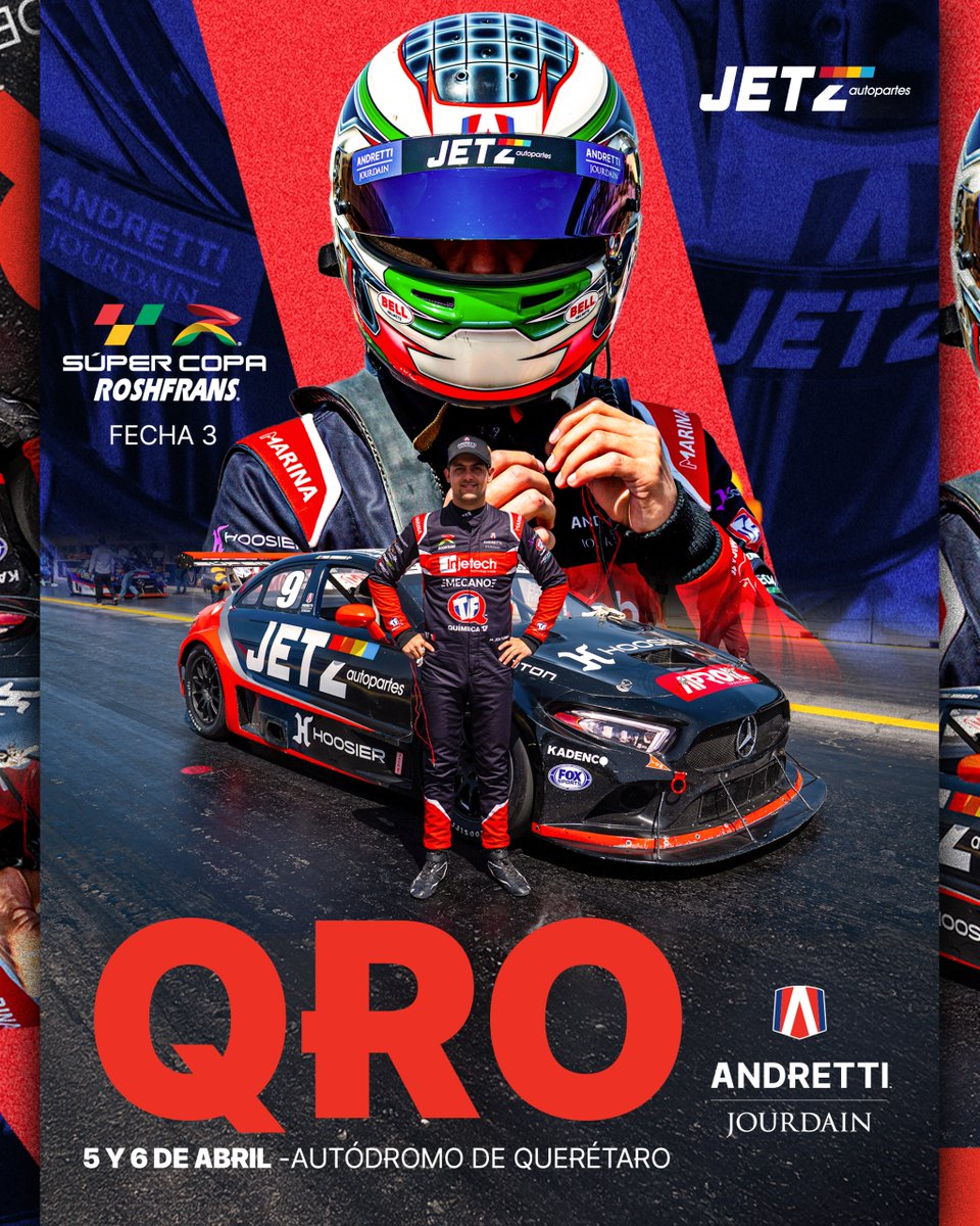 Listos para el 3er compromiso del 2025, Querétaro nos espera con la <a href="/SuperCopaMex/">SuperCopaMex</a> 😎🏁

#AndrettiJourdain #Motorsport #SuperCopaRoshfrans #JetzAutopartes <a href="/HoosierTireMex/">Hoosier Tire Mexico</a>