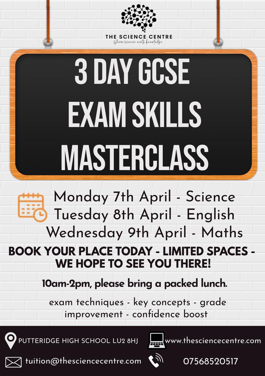So excited for our Exam Skills masterclasses -exclusive to Chiltern Learning Trust schools - next week! Sign up here: form.jotform.com/250853369803362
