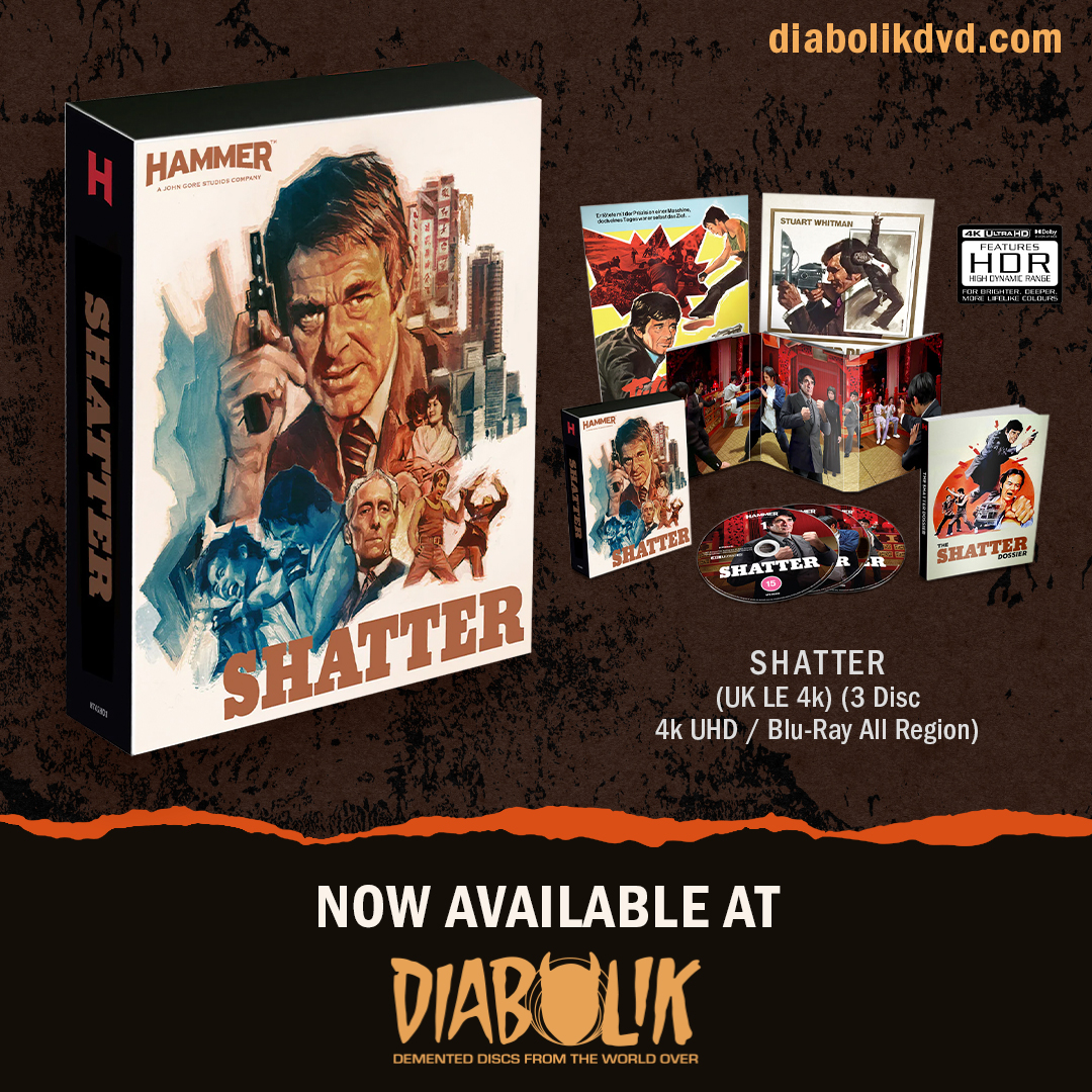 diabolikdvd's tweet photo. NOW AVAILABLE at DiabolikDVD for PREORDER: Shatter (3 Disc 4k UHD / Blu-Ray All Region) (UK LE 4k)
https://t.co/U8Y3EBC7lx
#diabolikdvd #physicalmediaadvocates #hammer #shatter #stuartwhitman #tilung #action #crime #cultfavorites https://t.co/5GxCkfvWkP