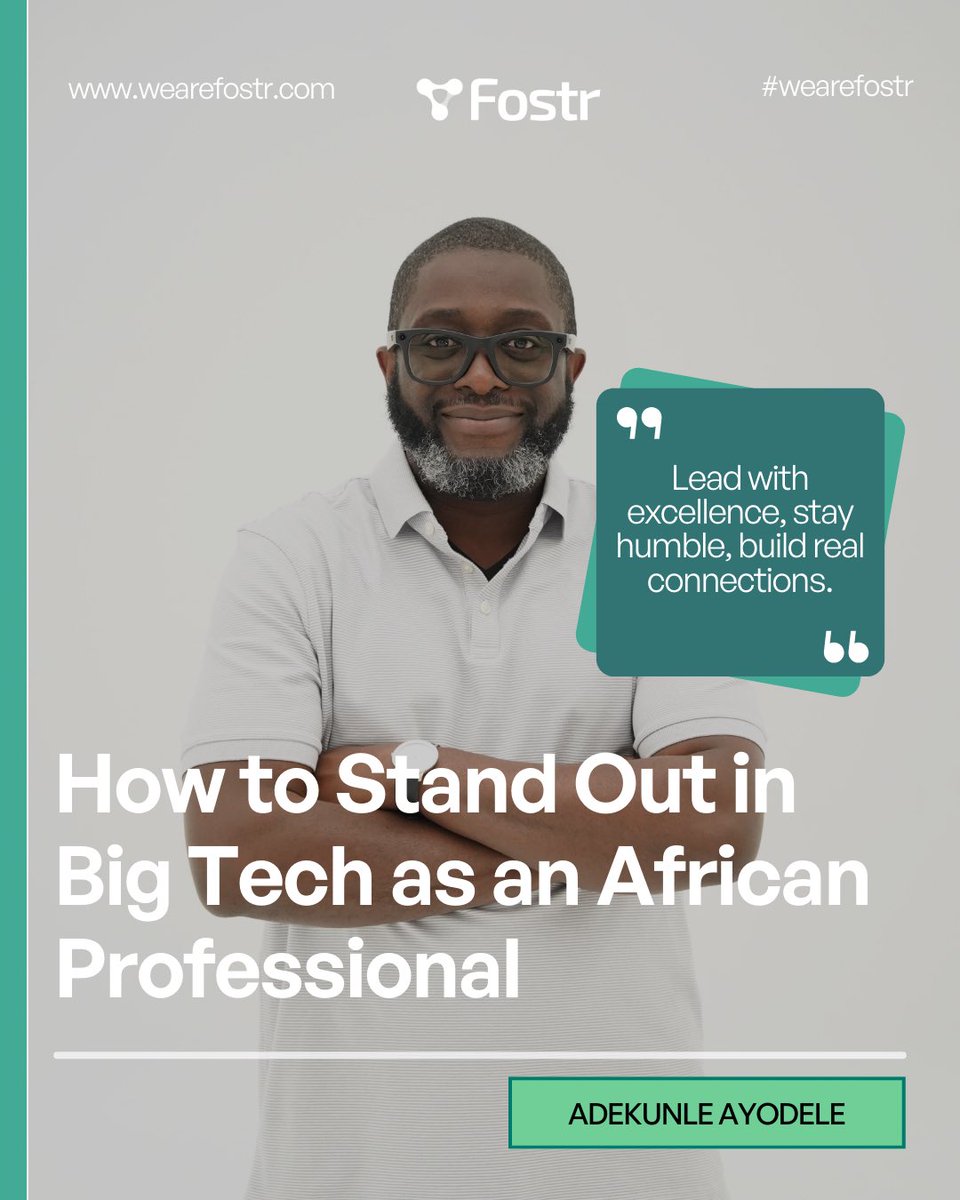 WeAreFostr's tweet image. Success in Big Tech isn’t just about skill—it’s about how you show up.  

Be excellent. Stay humble. Build real relationships.

That’s the Fostr way.  

#WeAreFostr #AfricansInTech #CareerGrowth #TechCommunity