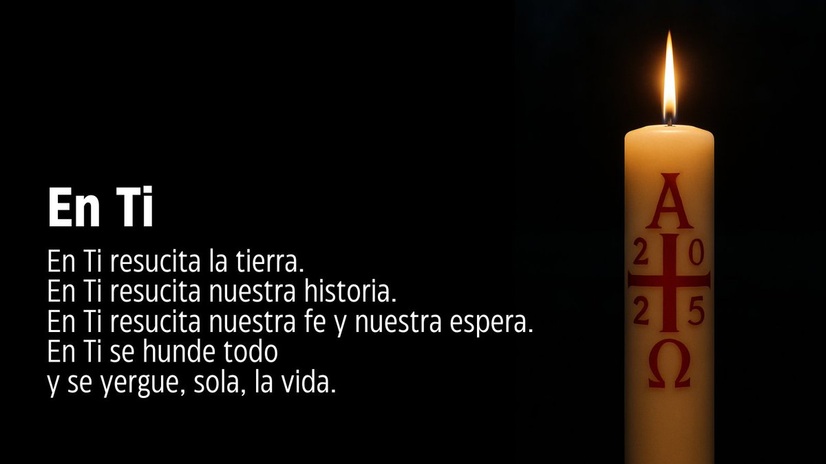 JesuitasESP's tweet photo. 🕯️La muerte ya no pone término a nuestra historia,
porque en ese término Tú siembras el comienzo.
¡El comienzo de una vida sin término!
En Ti resucita la tierra.
En Ti resucita nuestra historia.
En Ti resucita nuestra fe y nuestra espera.
En Ti se hunde todo
y se yergue, sola, la vida.
✨¡Feliz Pascua!