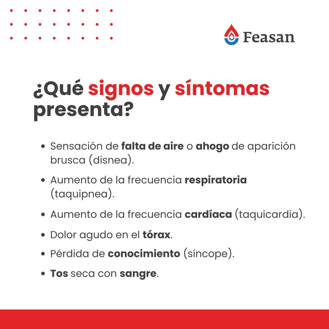 Hoy te presentamos la embolia pulmonar, una de las principales manifestaciones de la enfermedad tromboembólica venosa. ¡También te hablamos de sus síntomas! 👀

📌 Guía educativa sobre la Enfermedad Tromboembólica Venosa 👉 anticoagulados.info/observatorio/b…

#Feasan #EmboliaPulmonar