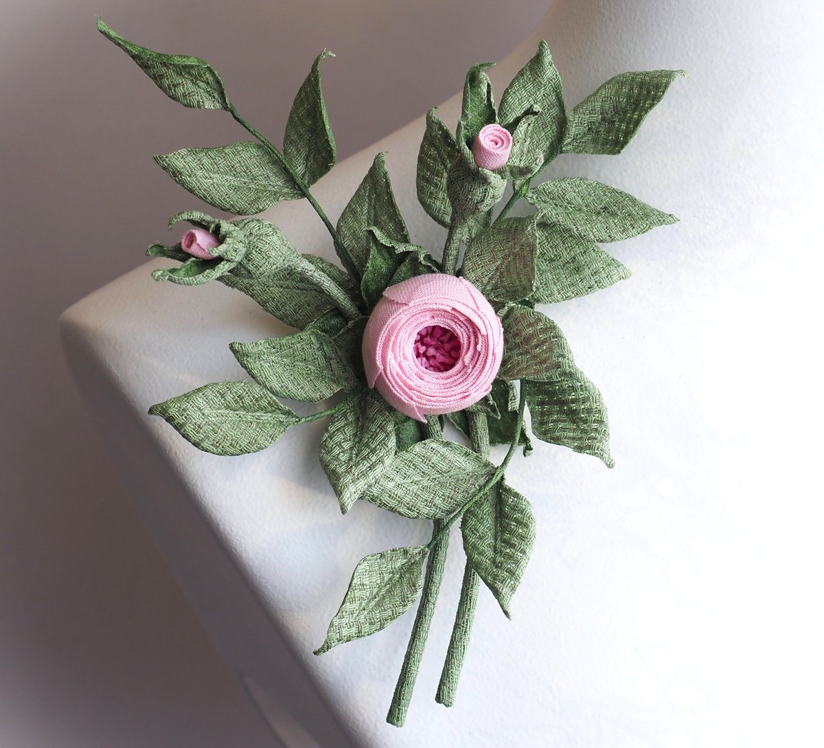ready to ship LINEN FLOWER BROOCH, pink linen rose, wedding anniversary gift, linen gift for her, fabric rose corsage, linen jewelry etsy.me/3DPK68B via <a href="/Etsy/">Etsy</a>