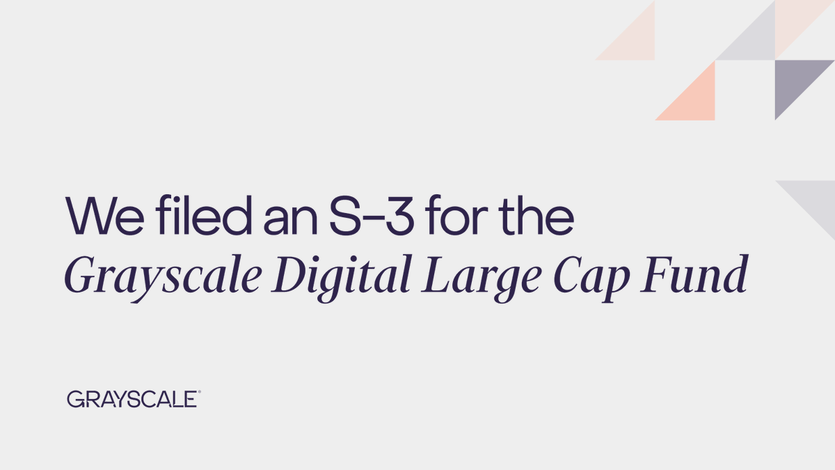 Today we filed a registration statement on Form S-3 to register shares of  Grayscale Digital Large Cap Fund (ticker: $GDLC) under the Securities Act  of 1933. This is another important step toward