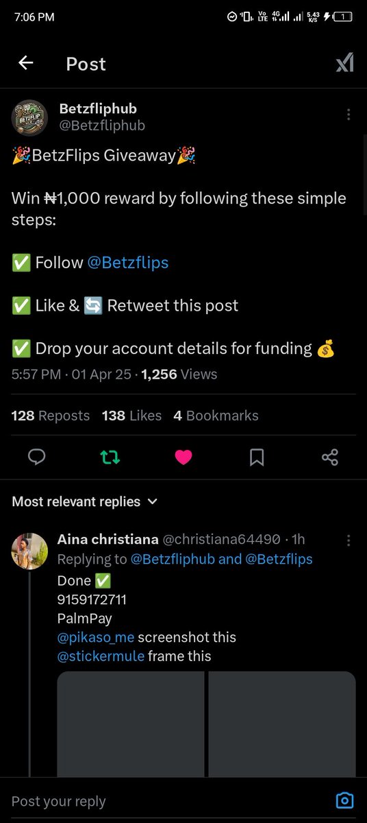 nerofunds's tweet photo. @Betzfliphub @Betzflips 8108927994
Opay

Thank you sir 🤗 https://t.co/98yP5BFPTT